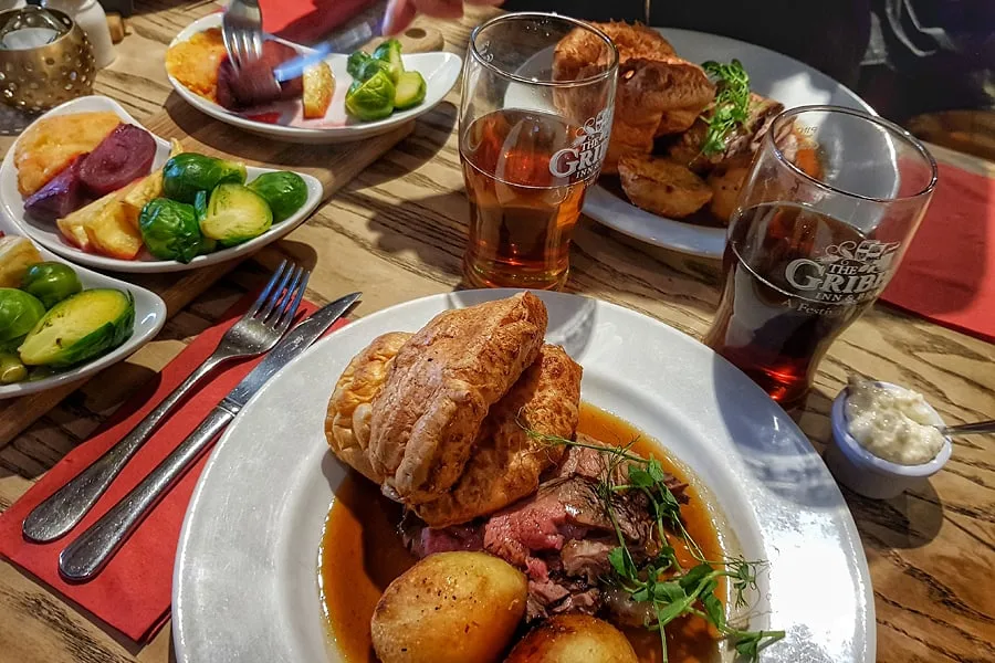 The fabulous Sunday roast dinner at the Gribble Inn in Oving near Chichester, West Sussex