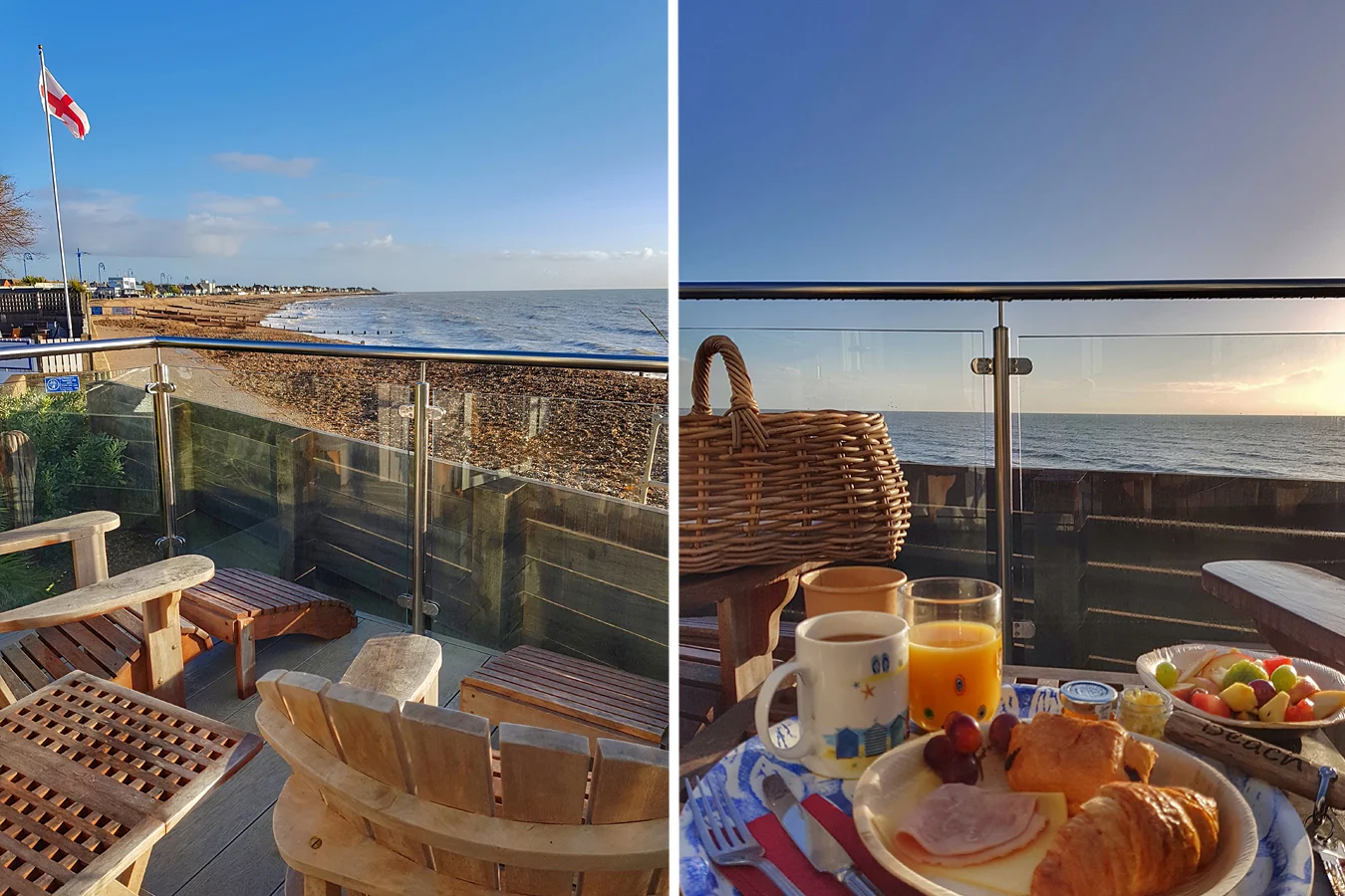 Breakfast by the sea at the Beach Huts, West Sussex