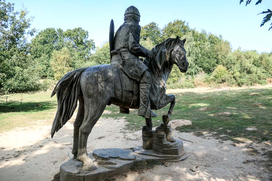 Statue of knight in Battle Abbey grounds
