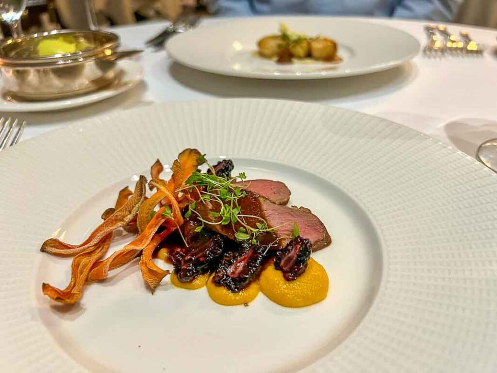 Smoked Barbary duck breast at Mirabelle Restaurant, Grand Hotel Eastbourne