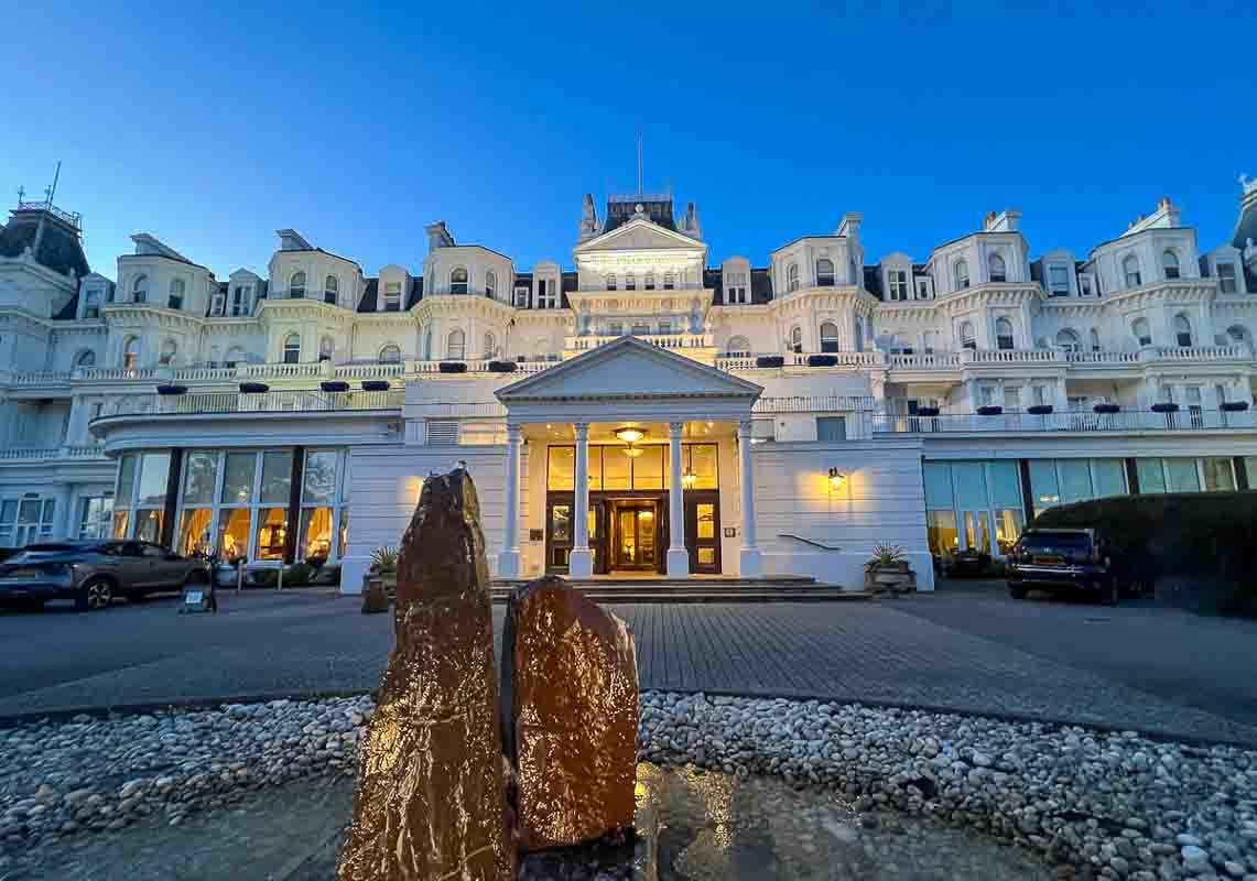 Grand Hotel Eastbourne, East Sussex at dusk